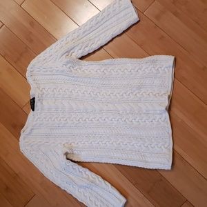 White cable sweater